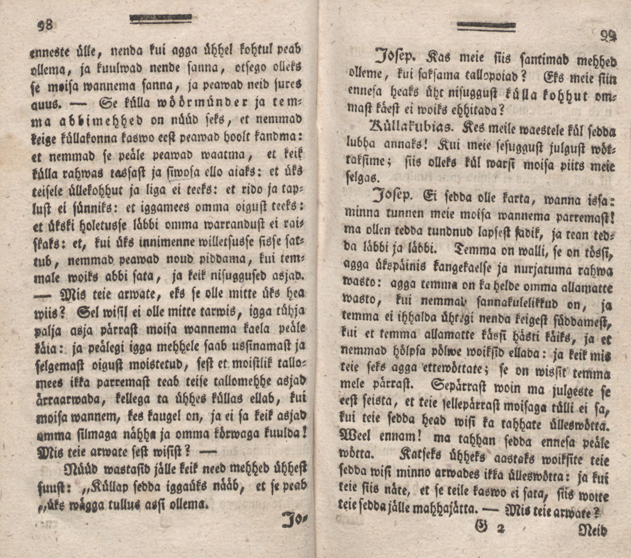 Üks Kaunis Jutto- ja Öppetusse-Ramat [2] (1787) | 51. (98-99) Põhitekst