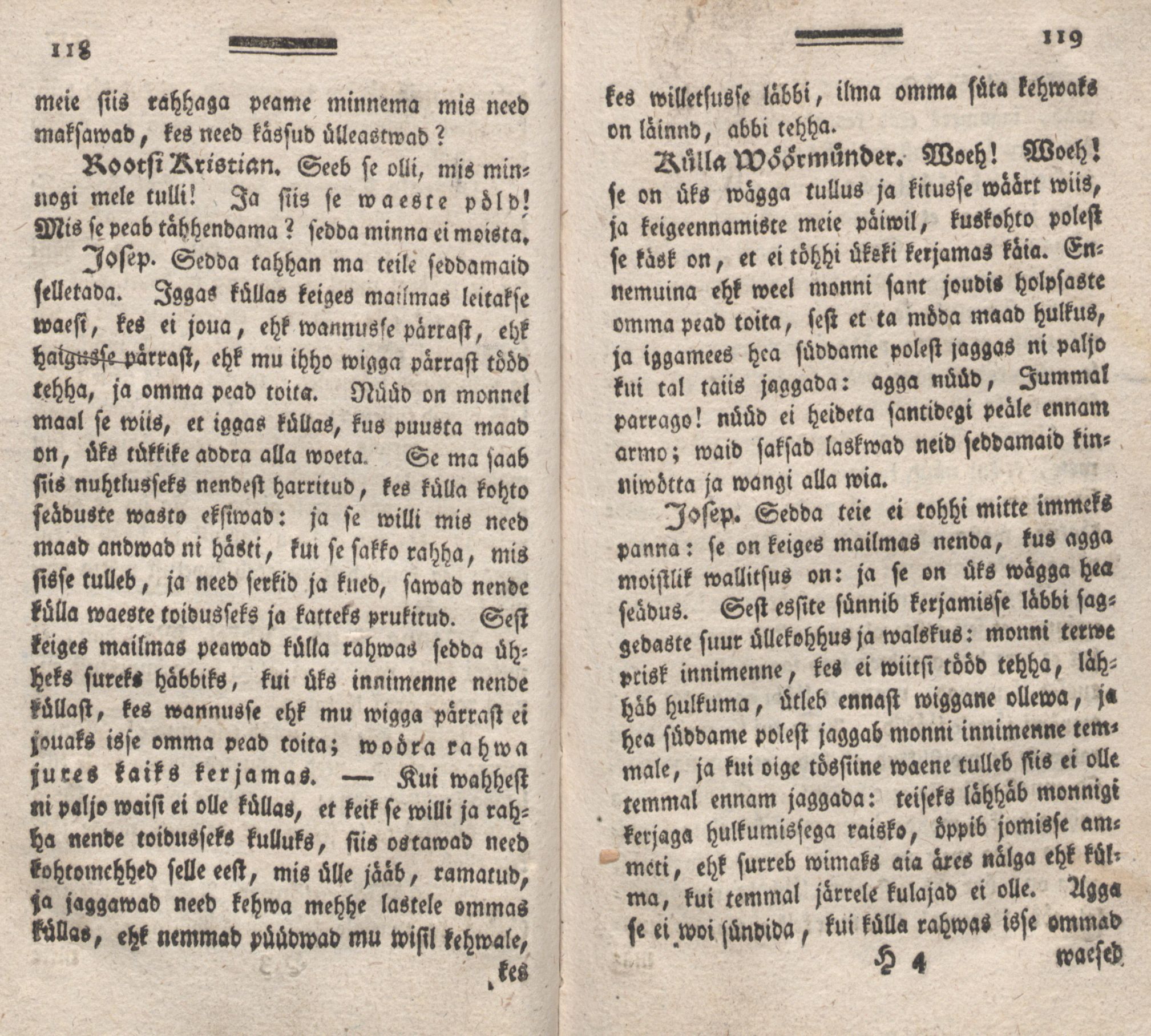 Üks Kaunis Jutto- ja Öppetusse-Ramat [2] (1787) | 61. (118-119) Põhitekst