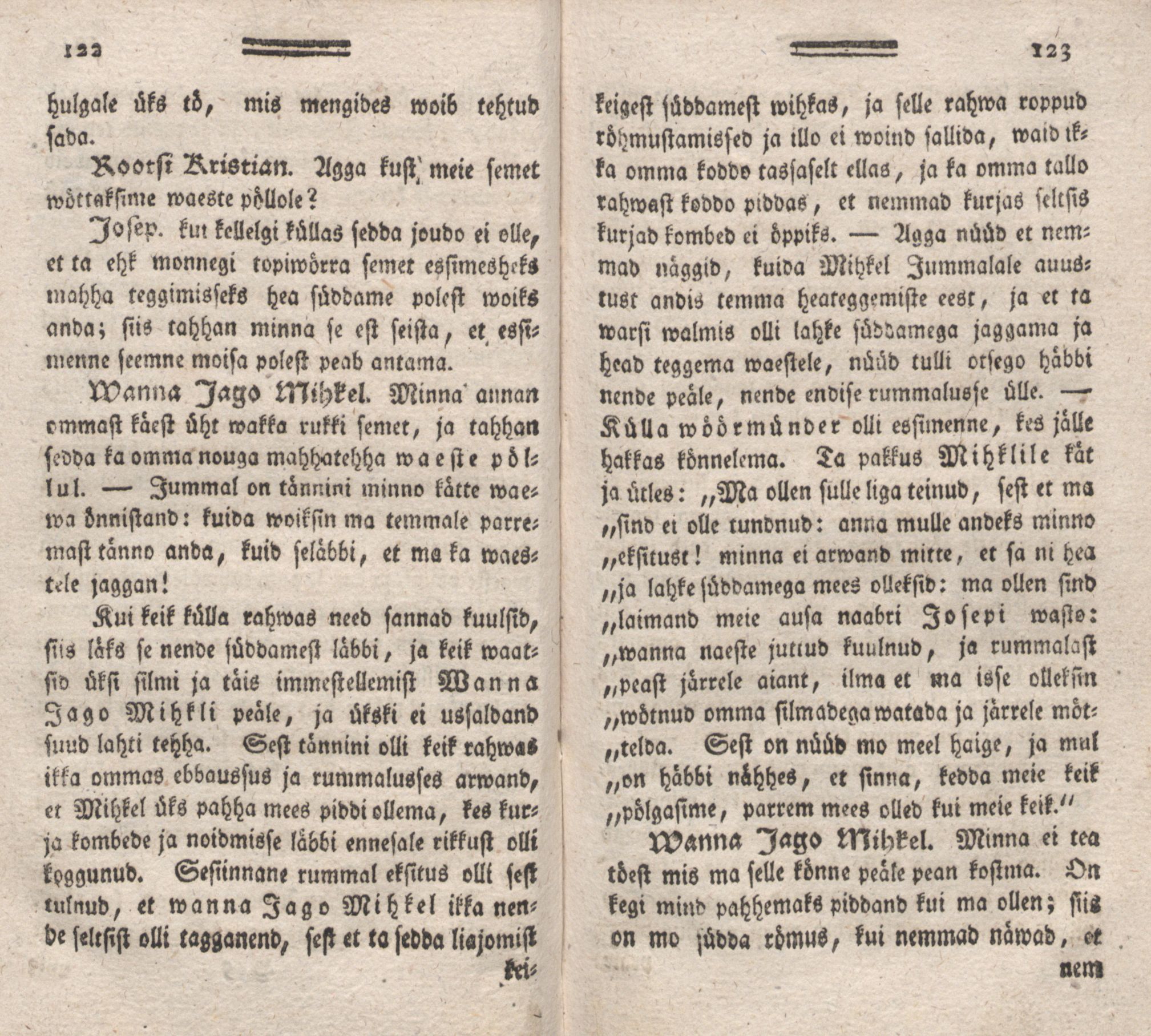 Üks Kaunis Jutto- ja Öppetusse-Ramat [2] (1787) | 63. (122-123) Haupttext