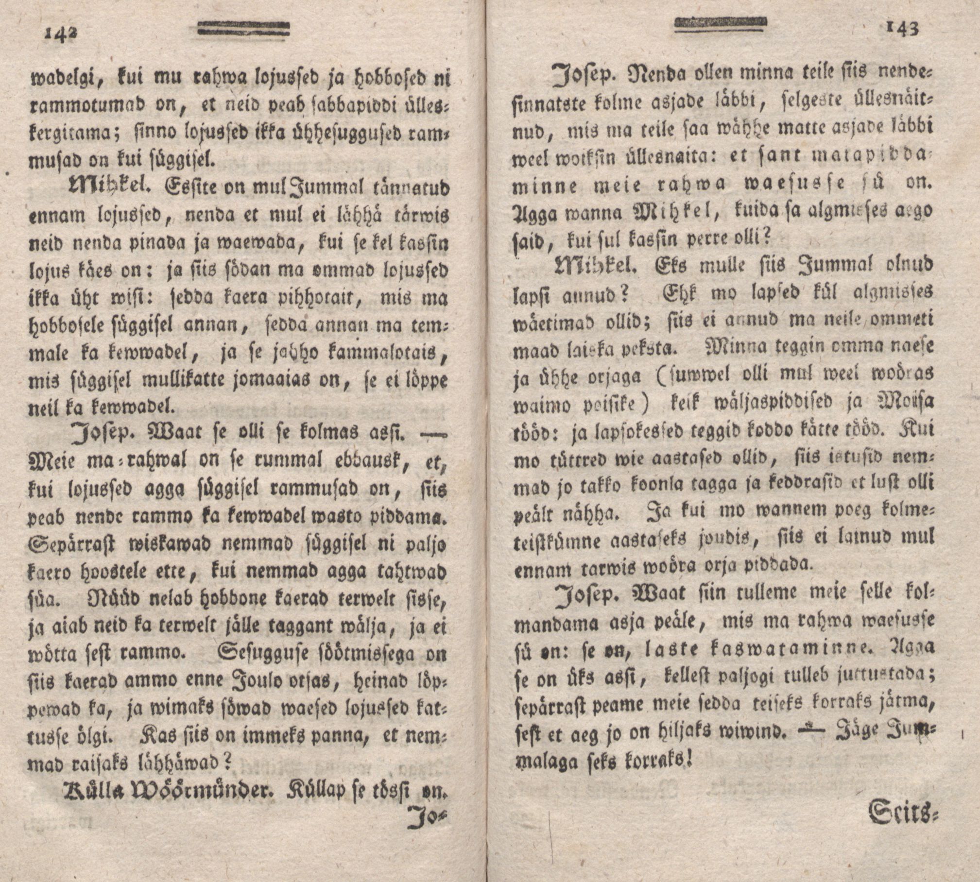 Üks Kaunis Jutto- ja Öppetusse-Ramat [2] (1787) | 73. (142-143) Основной текст