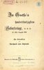 Zu Goethe’s hundertfünfzigstem Geburtstage (1899) | 1. Front cover