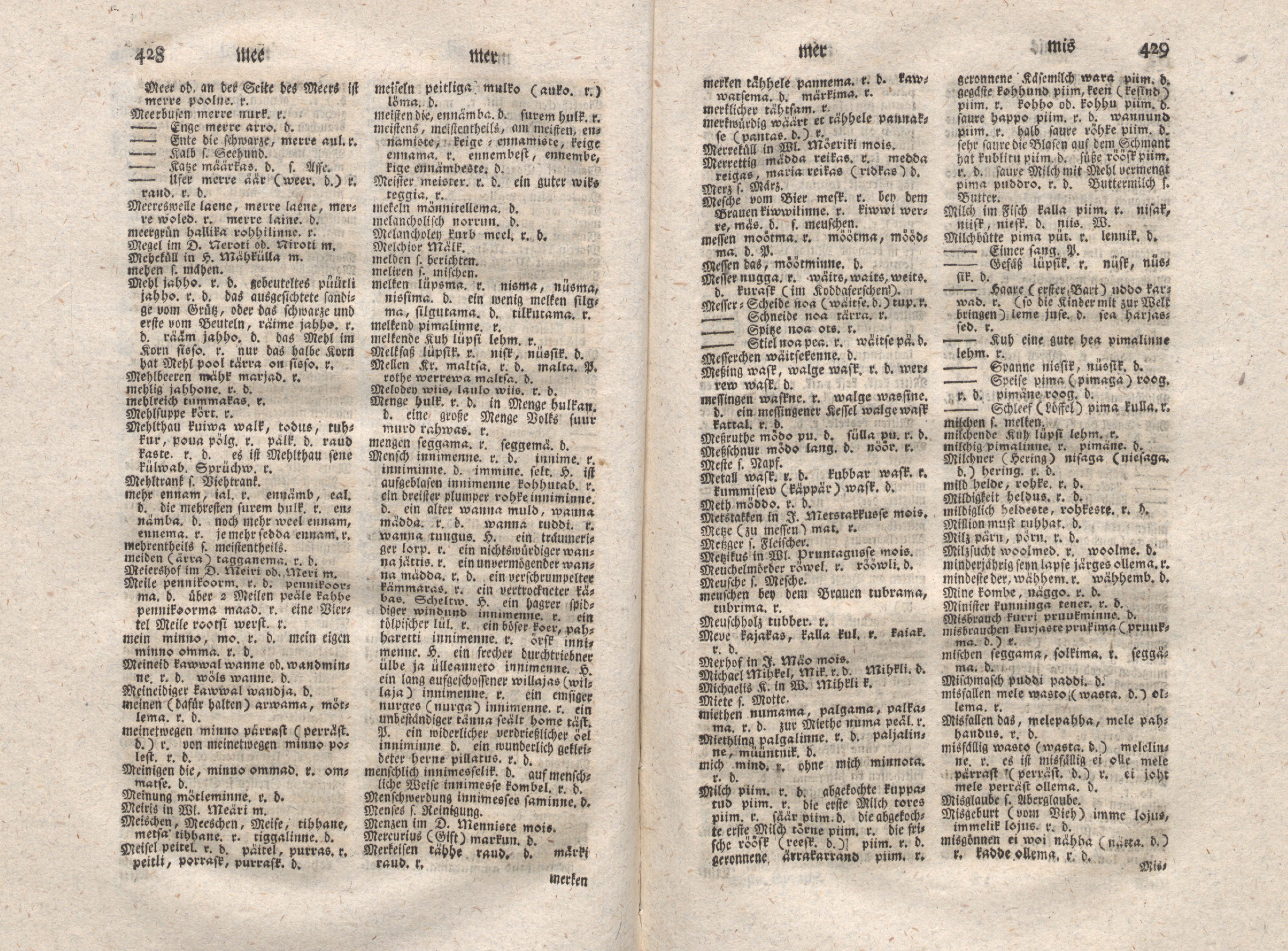 Ehstnische Sprachlehre für beide Hauptdialekte (1780) | 225. (428-429) Main body of text