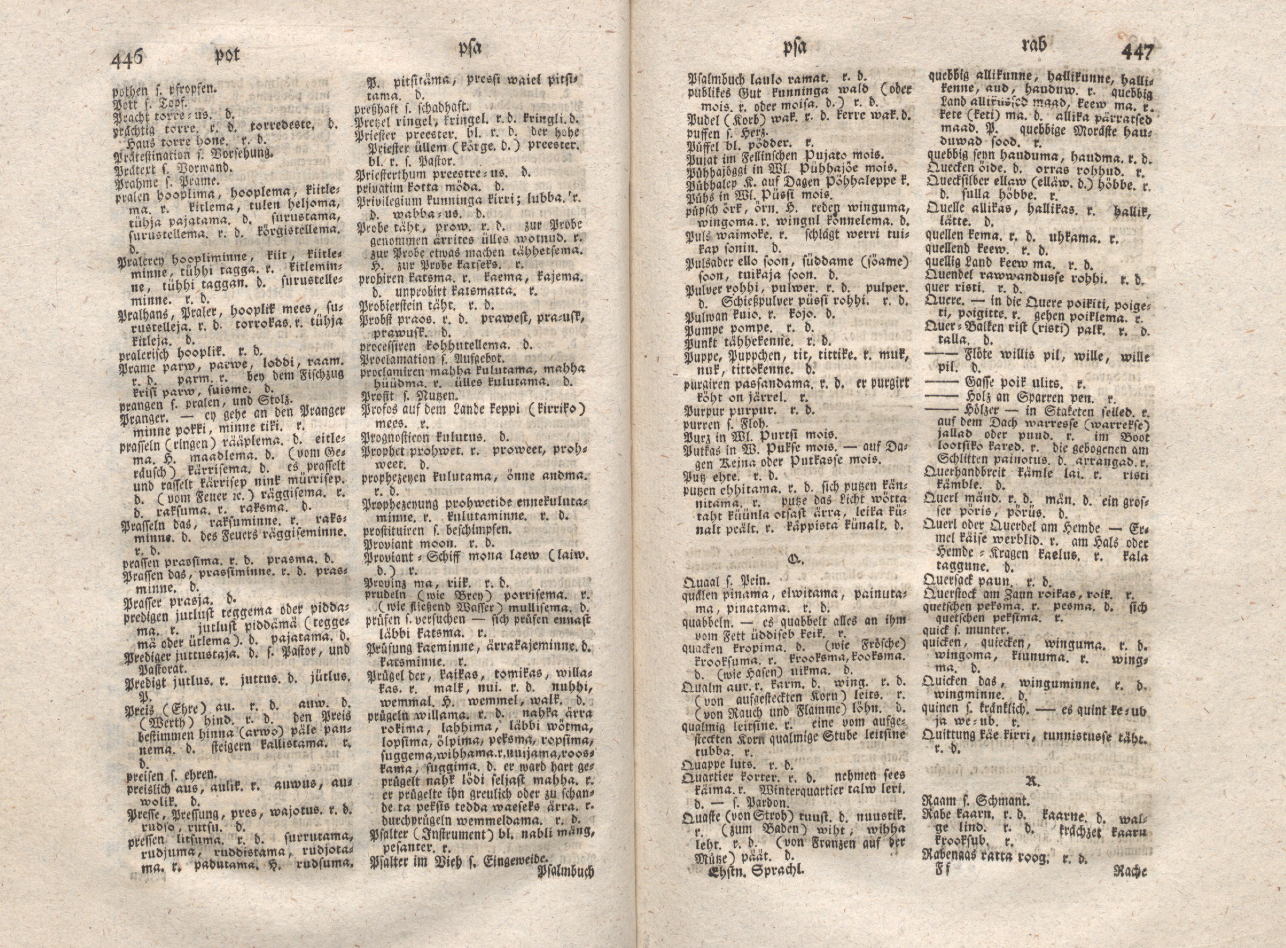 Ehstnische Sprachlehre für beide Hauptdialekte (1780) | 234. (446-447) Main body of text