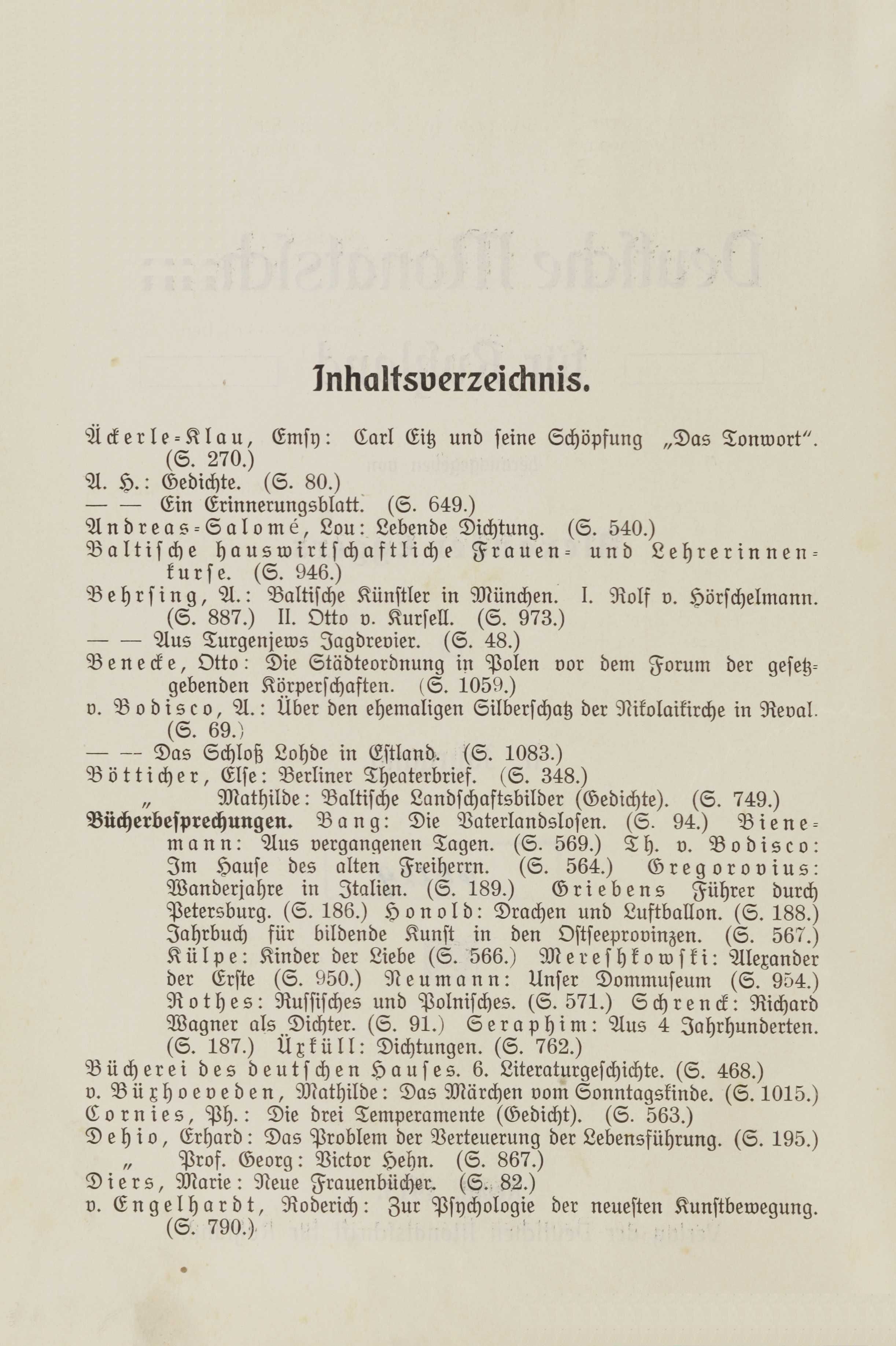 Deutsche Monatsschrift für Russland [2] (1913) | 2. Sisukord