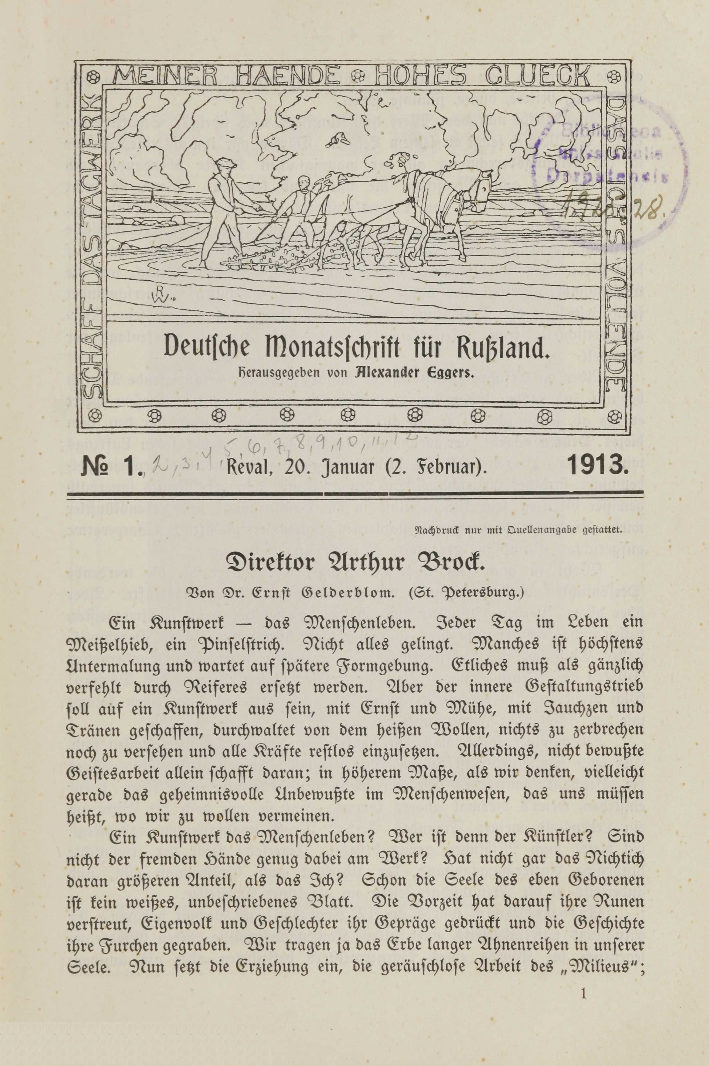 Deutsche Monatsschrift für Russland [2] (1913) | 7. (3) Основной текст