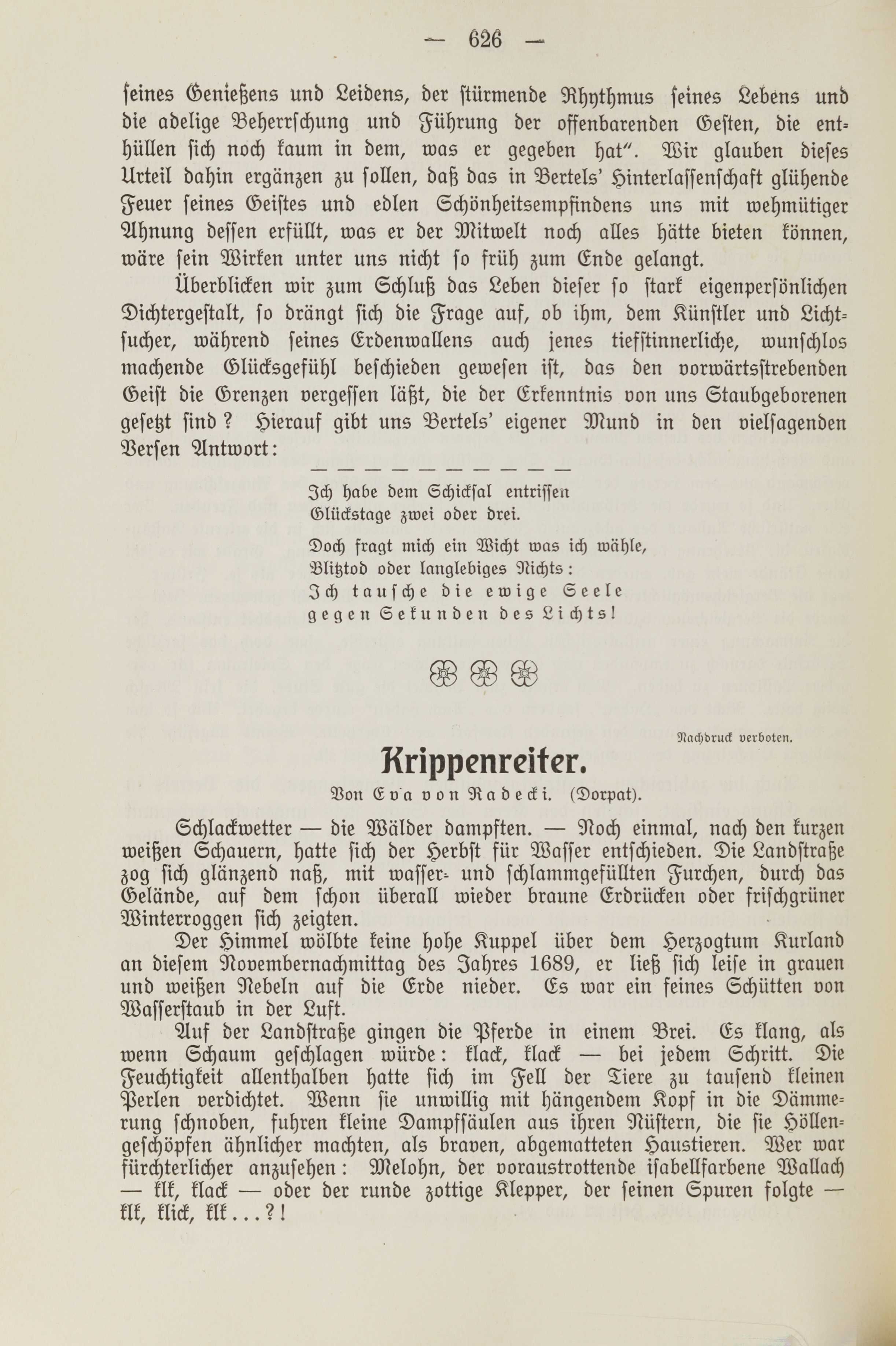 Krippenreiter (1913) | 1. (626) Põhitekst