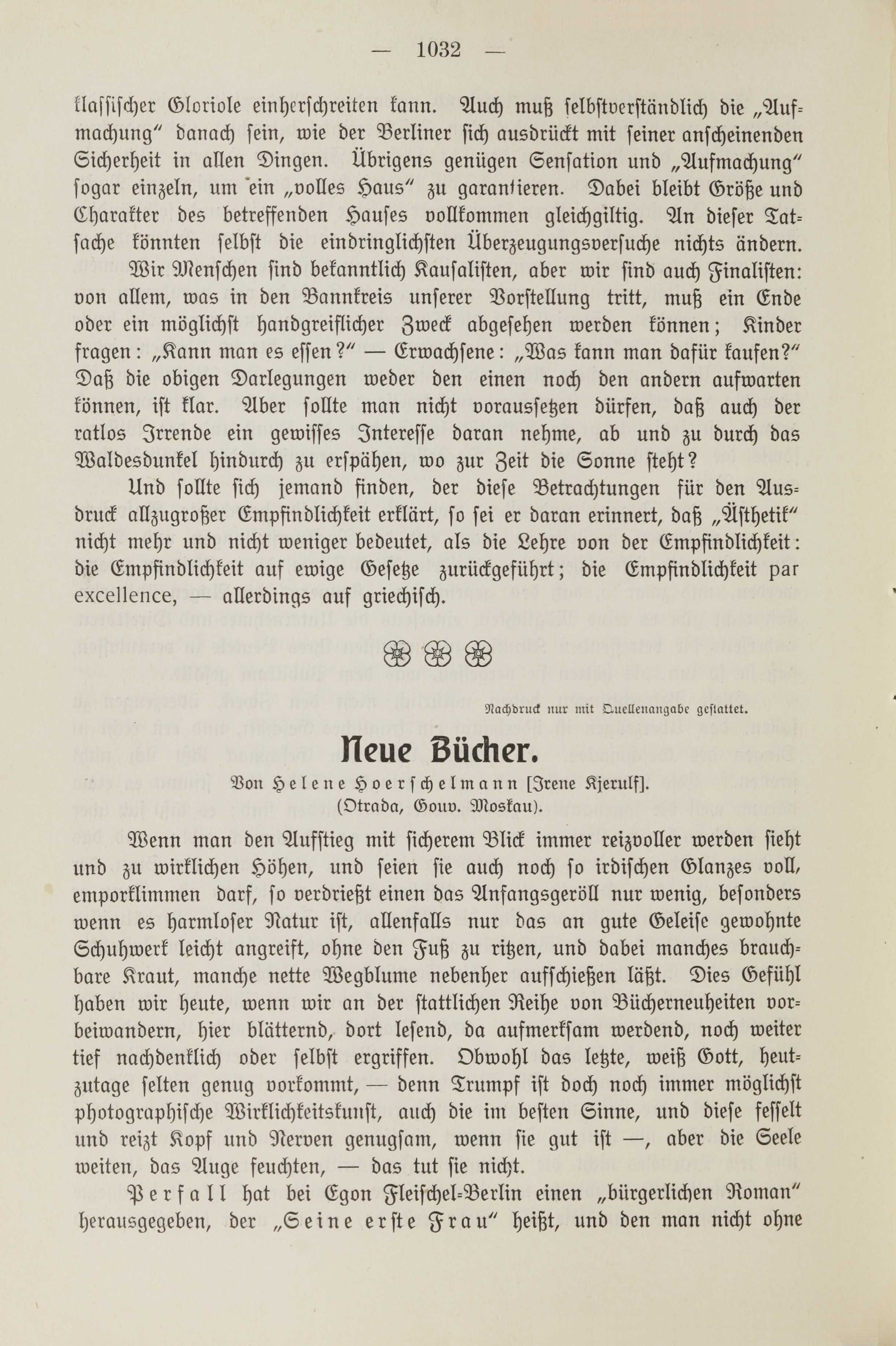 Neue Bücher (1913) | 1. (1032) Põhitekst
