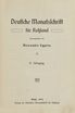 Deutsche Monatsschrift für Russland [2] (1913) | 1. Титульный лист