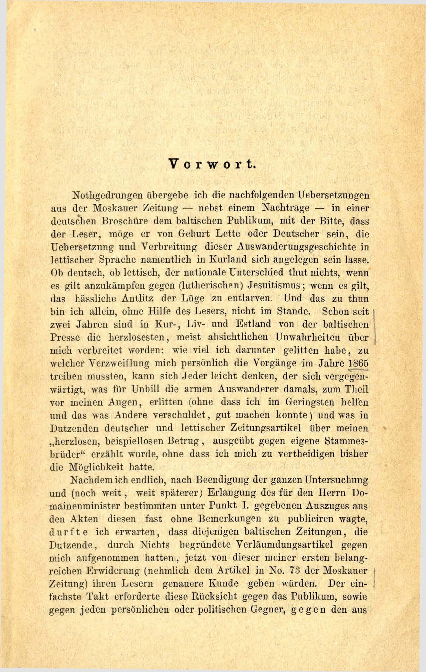 Die Lettenauswanderung nach Nowgorod (1867) | 2. (III) Foreword