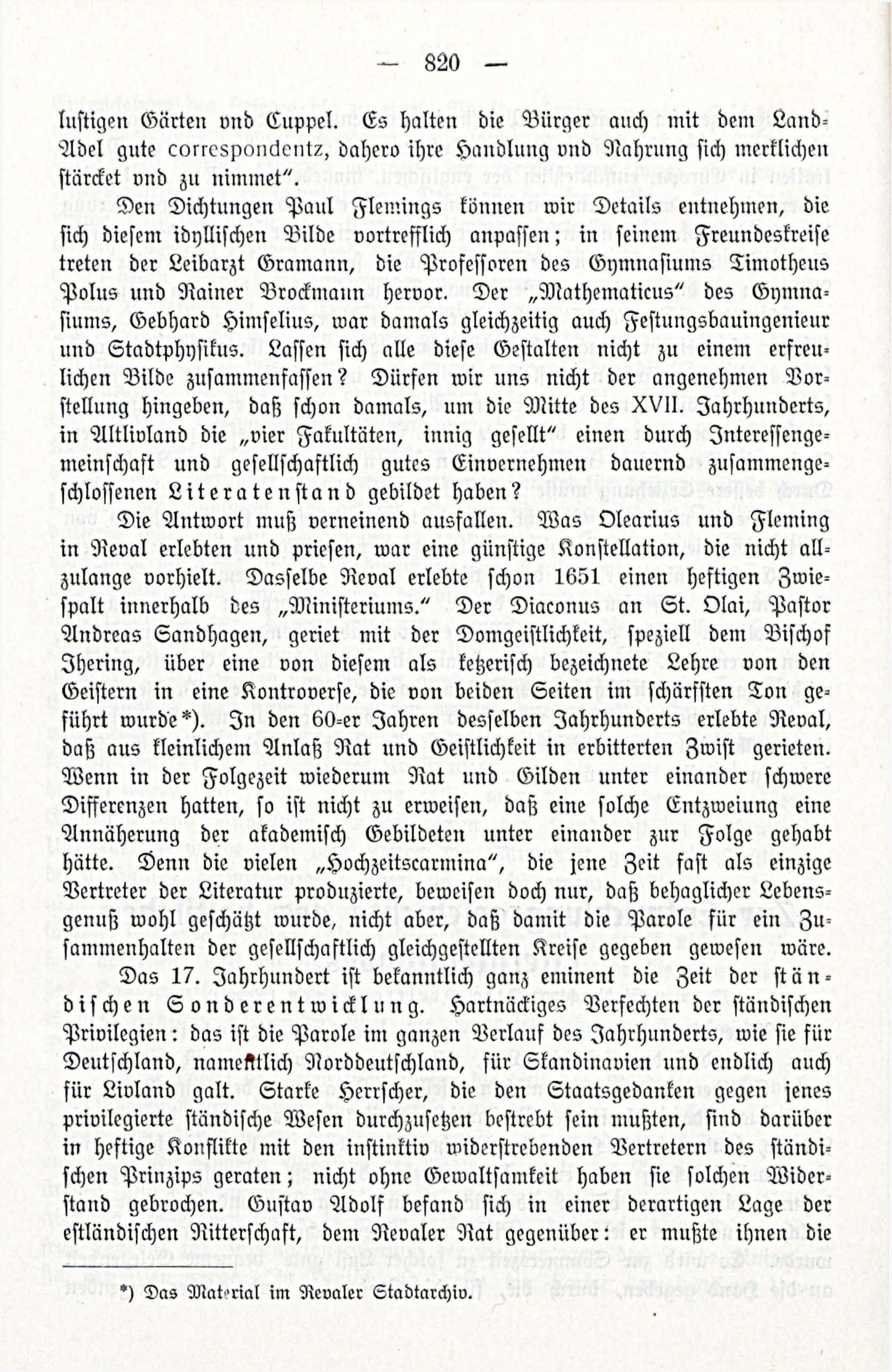 Zur Entwicklungesgescshichte des baltischen Literatenstandes (1914) | 2. (820) Haupttext