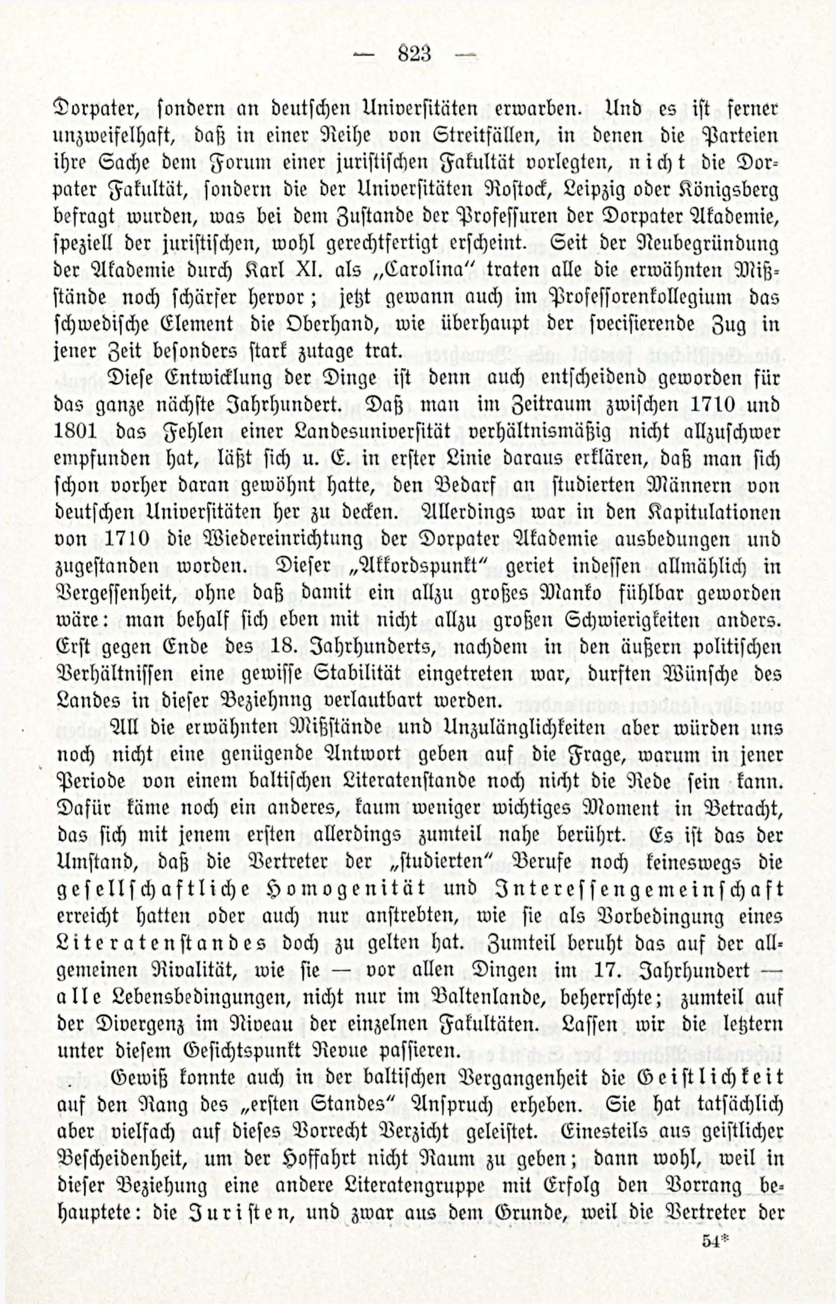 Zur Entwicklungesgescshichte des baltischen Literatenstandes (1914) | 5. (823) Main body of text