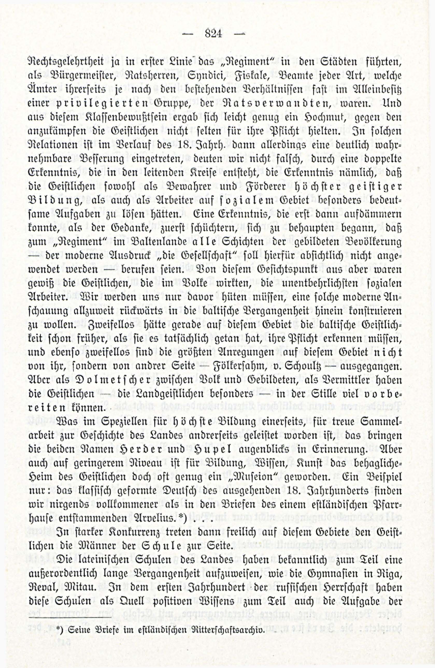 Zur Entwicklungesgescshichte des baltischen Literatenstandes (1914) | 6. (824) Haupttext