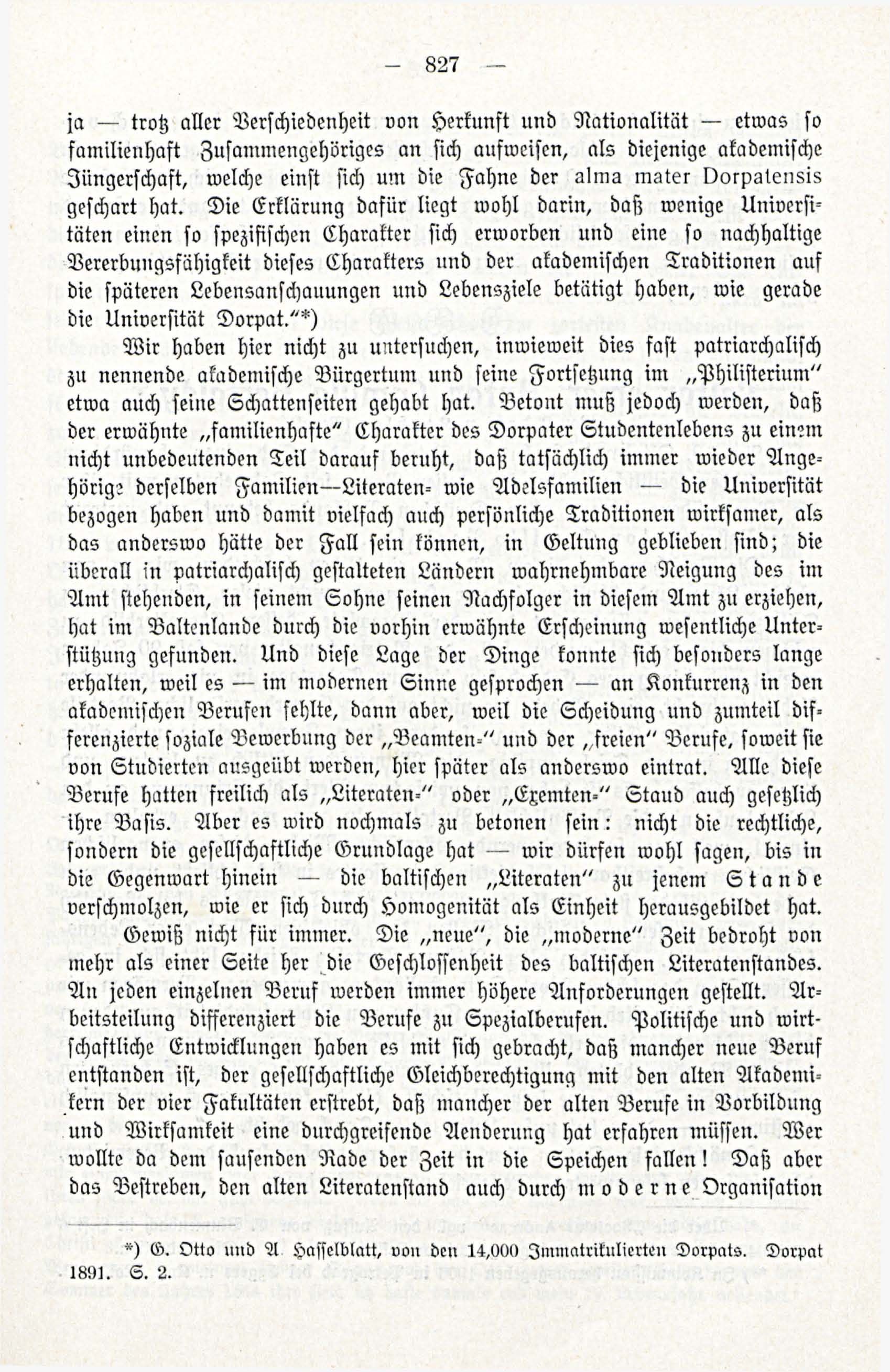 Zur Entwicklungesgescshichte des baltischen Literatenstandes (1914) | 9. (827) Main body of text