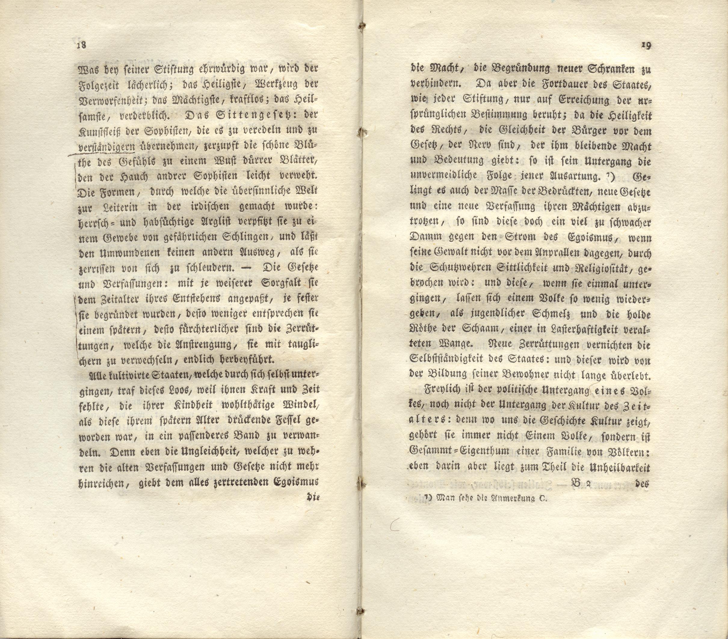 Ist das stete Fortschreiten der Menschheit ein Wahn? (1810) | 10. (18-19) Основной текст