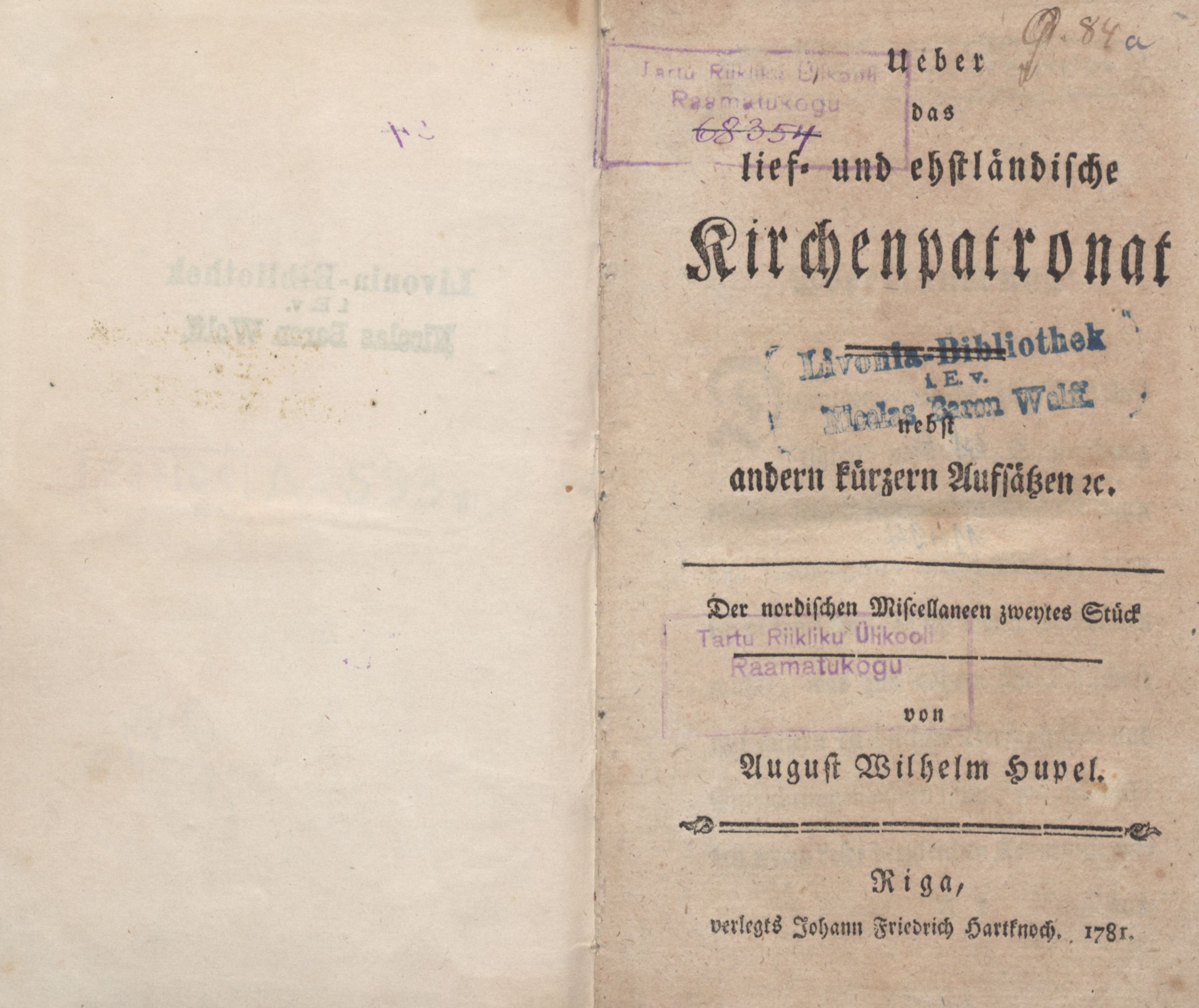 Nordische Miscellaneen [02] (1781) | 1. Titelblatt