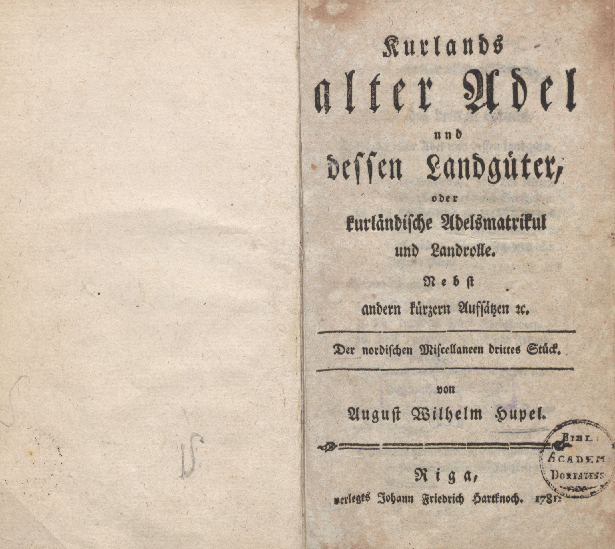 Nordische Miscellaneen [03] (1781) | 2. Titelblatt