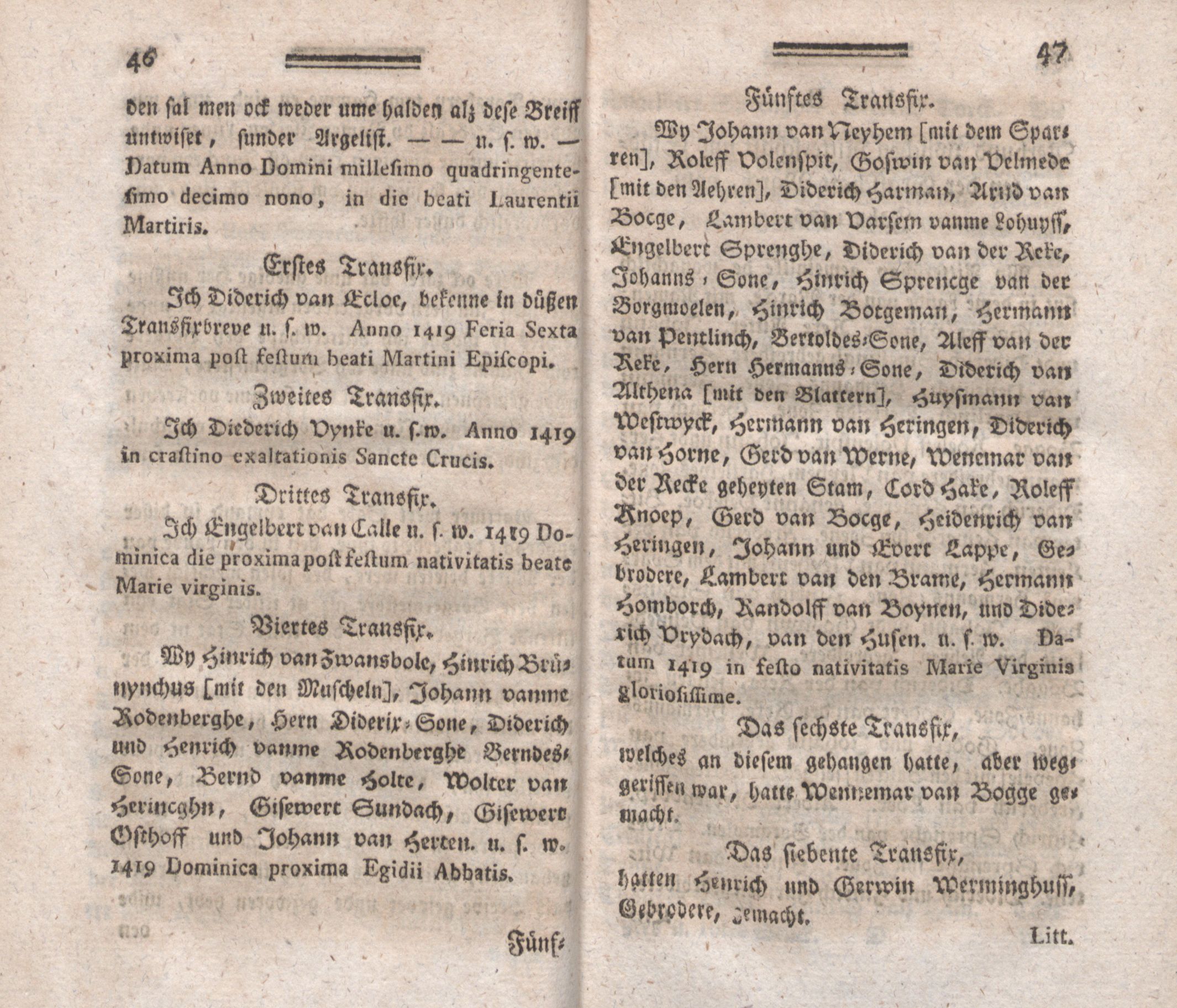 Beyträge zur Geschichte der lief-, ehst- und kurländischen altadelichen Geschlechter (1794) | 19. (46-47) Main body of text