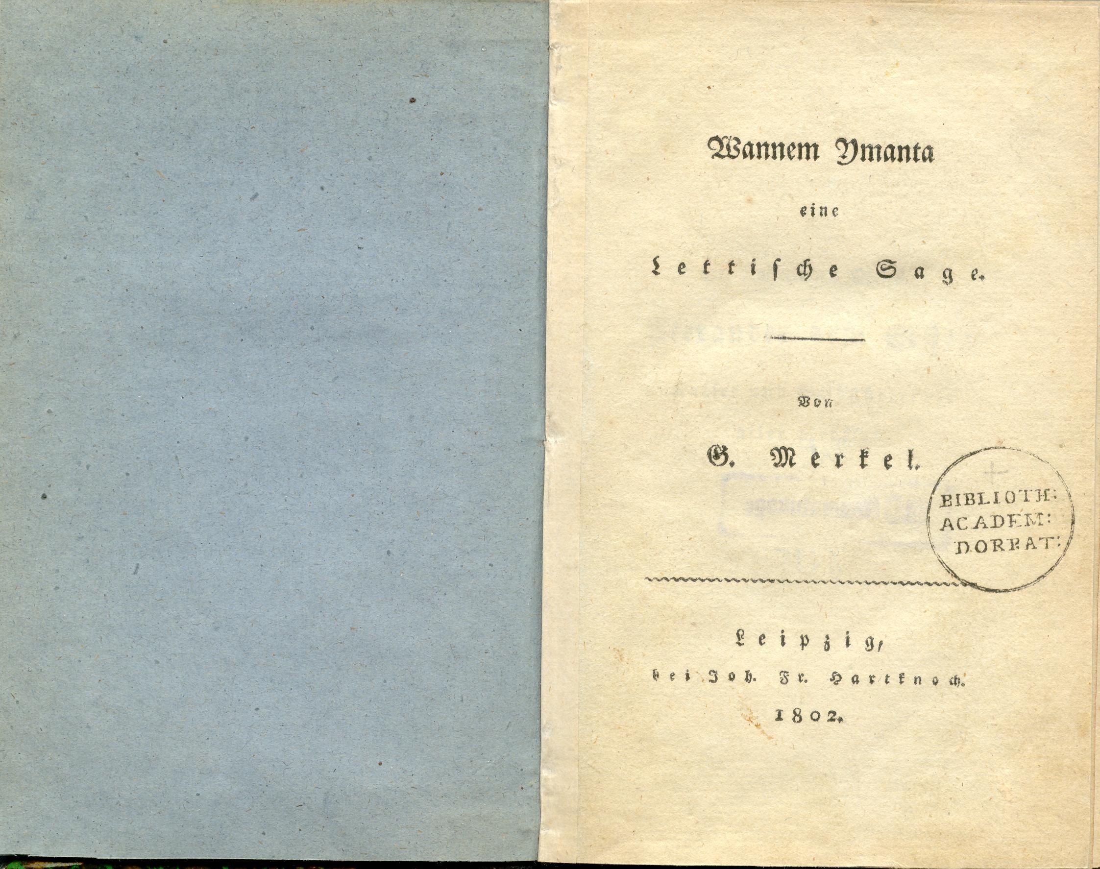 Wannem Ymanta (1802) | 1. Titelblatt